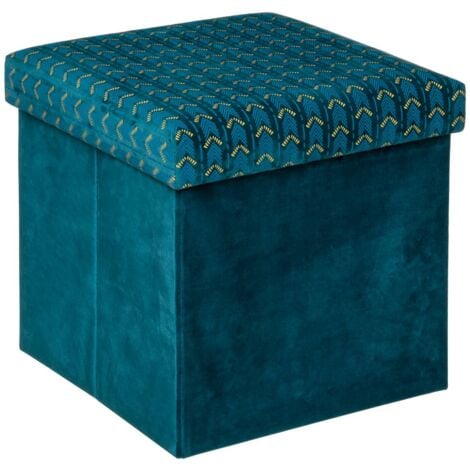 HOMEMAISON Pouf doppio pieghevole liam in velluto blu anatra - Atmosphera créateur d'intérieur