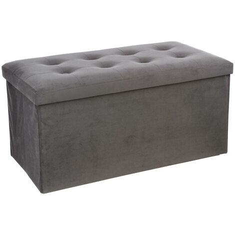 Pouf doppio pieghevole Lysandre effetto velluto grigio ardesia - Atmosphera créateur d'intérieur