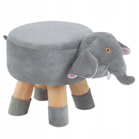 Pouf ELEFANTE morbido per la cameretta dei BAMBINI Gambe in legno FURNITEX