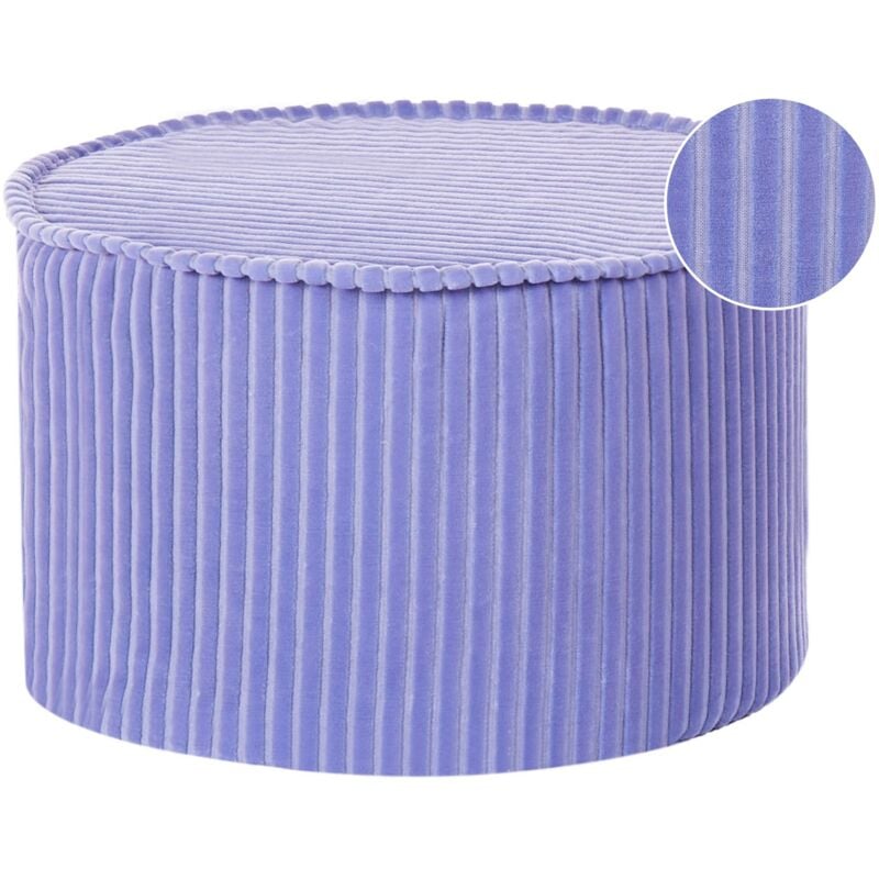 Pouf en Coton Velours Côtelé Rond Housse Amovible Lavage en Machine Violet Clair Zikria