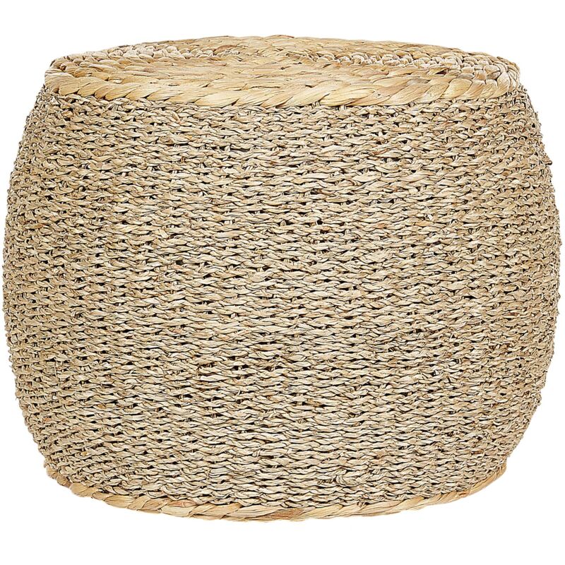 Pouf en Herbier Marin et Fibres de Jacinthe d'Eau 40 cm Rembourré en Mousse Haiphong