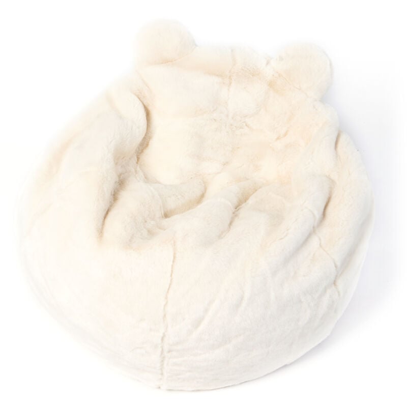 Pouf en peluche Ours Blanc Basile avec remplissage