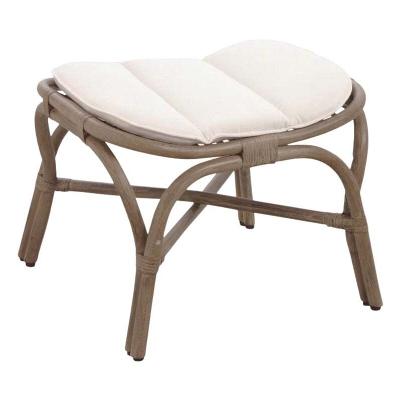 Pouf en rotin gris vintage