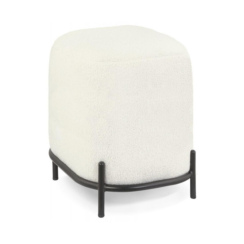Pouf en Tissu Bouclé 'Mark' 47cm Beige