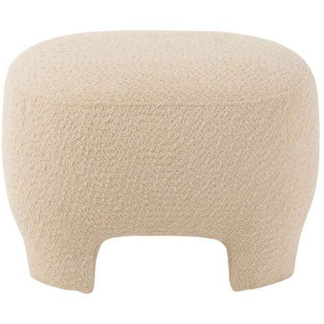 Pouf en tissu bouclette blanc cassé - EDELWEISS