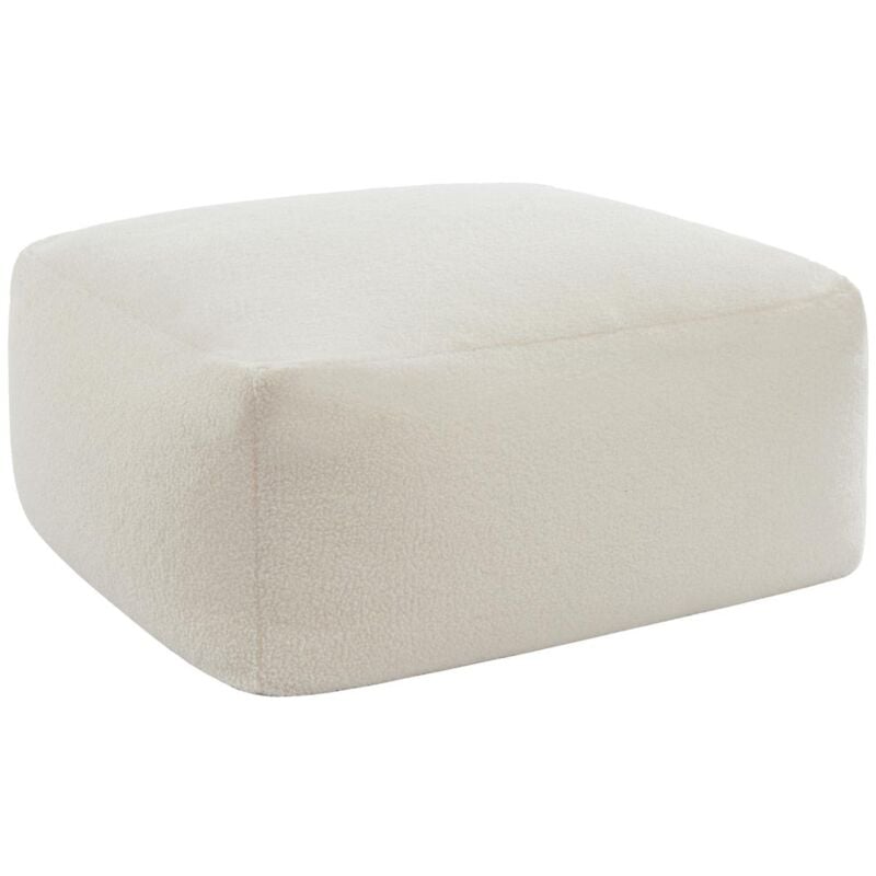 Pouf en tissu bouclette blanc sirieto