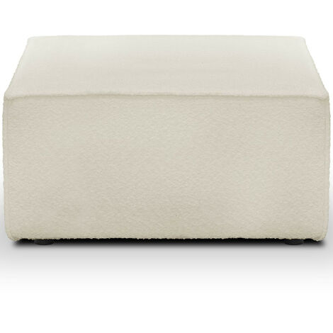 Pouf en tissu bouclette écru - Harper