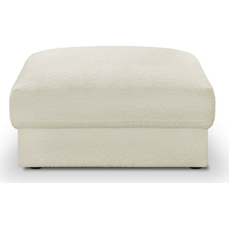 Pouf en tissu bouclette écru - Robin
