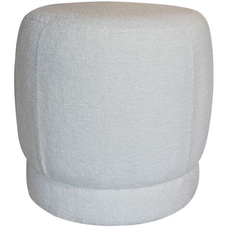 Pouf en tissu bouclette et structure en bois, MALO
