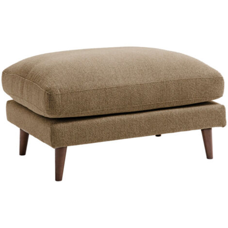 Pouf en tissu pieds bois foncé - Caramel chiné - Villabon
