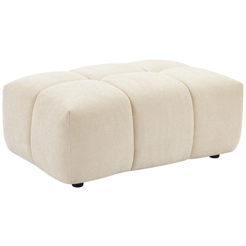 Vente-unique - Pouf en tissu texturé beige apoliu
