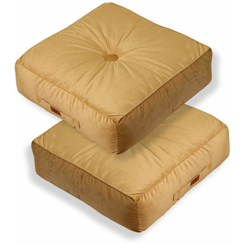 Lot de 2 coussins de sol en velours 54 x 54x 18 cm lot de 2 - beige
