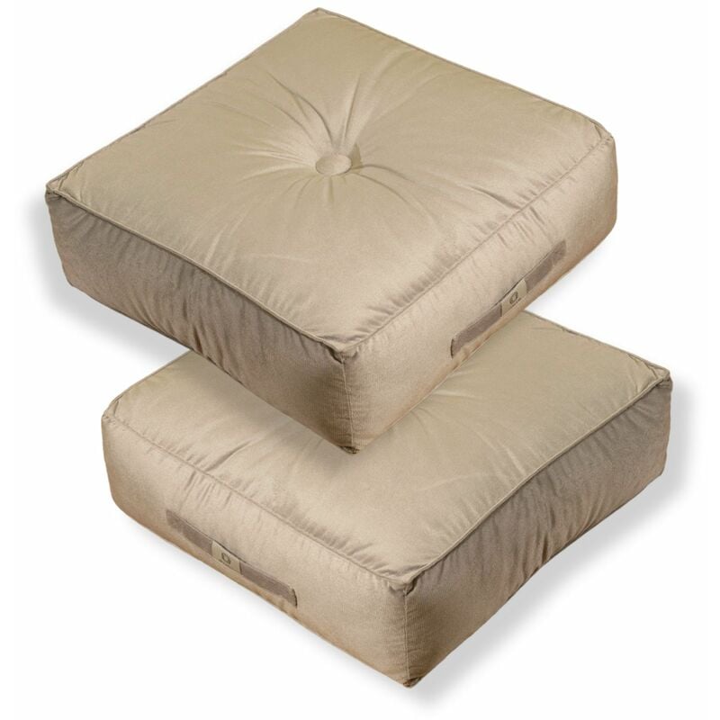 Lot de 2 coussins de sol en velours 54 x 54 x 18 cm lot de 2 - gris clair