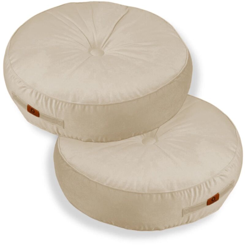 Lot de 2 coussins de sol en velours diamètre 60 lot de 2 - crème