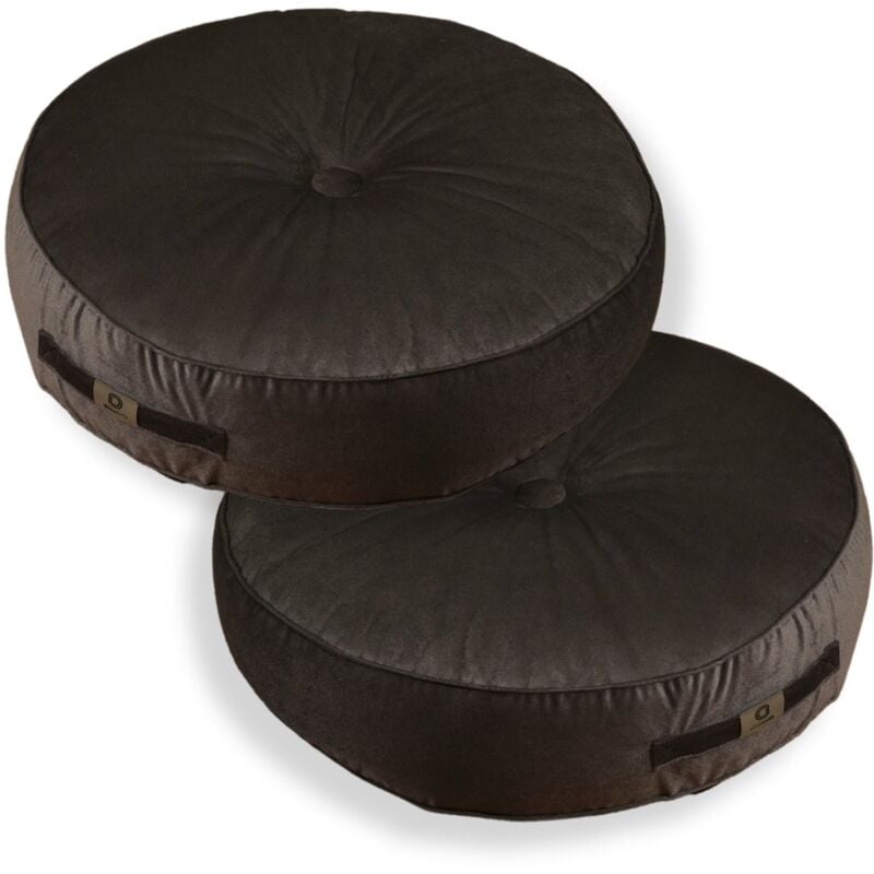 Lot de 2 coussins de sol en velours diamètre 60 lot de 2 - gris foncé