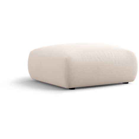 Pouf en velours beige