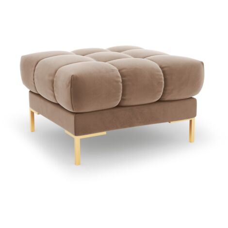 Pouf en velours beige