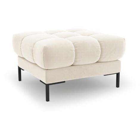 Pouf en velours beige clair