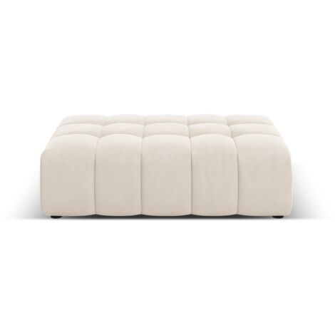 Pouf en velours beige clair