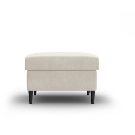 Pouf en velours beige clair