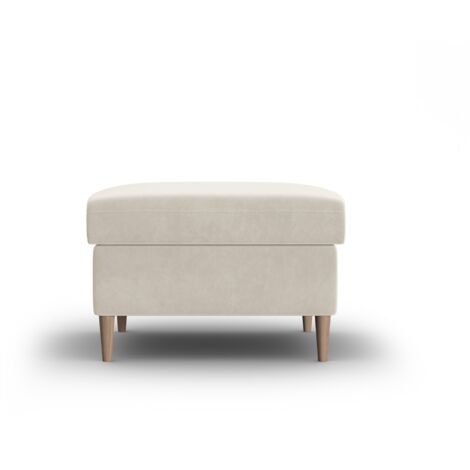 Pouf en velours beige clair