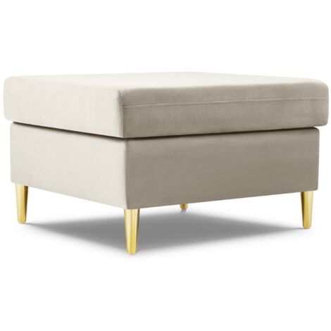 Pouf en velours beige clair