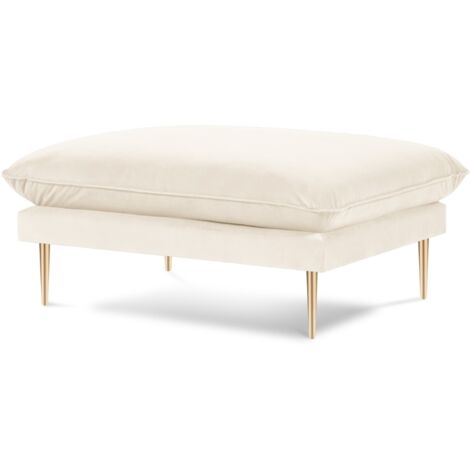 Pouf en velours beige clair
