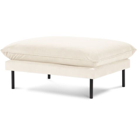 Pouf en velours beige clair