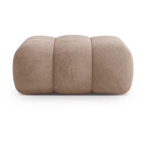 Pouf en velours beige foncé