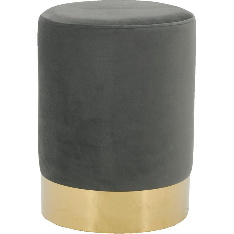 Pouf en velours et métal doré