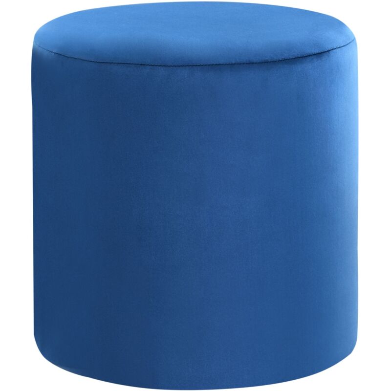 Pouf de Forme Cylindrique fabriqué en Velours Bleu Foncé avec Frange Décorative pour Salon ou Chambre Moderne Beliani