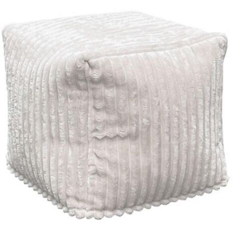 Pouf en velours côtelé blanc Casita LIZARD