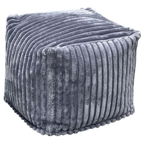 Pouf en velours côtelé gris Casita LIZARD