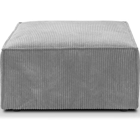 Pouf en velours côtelé gris clair - Livia