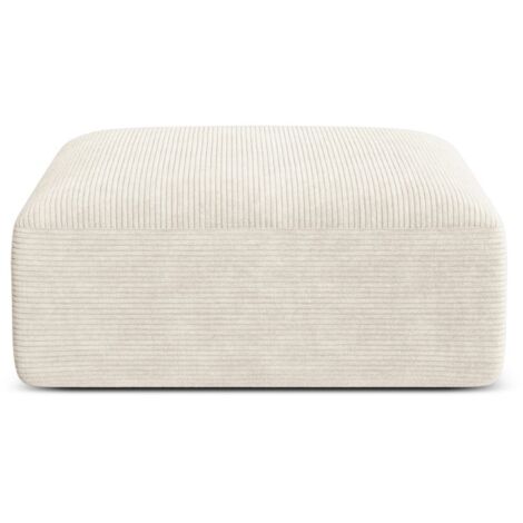 Pouf en velours côtelé ivoire