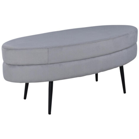 Pouf en Velours Côtelé "Otto" 100cm Gris Clair