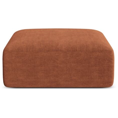 Pouf en velours côtelé terracotta