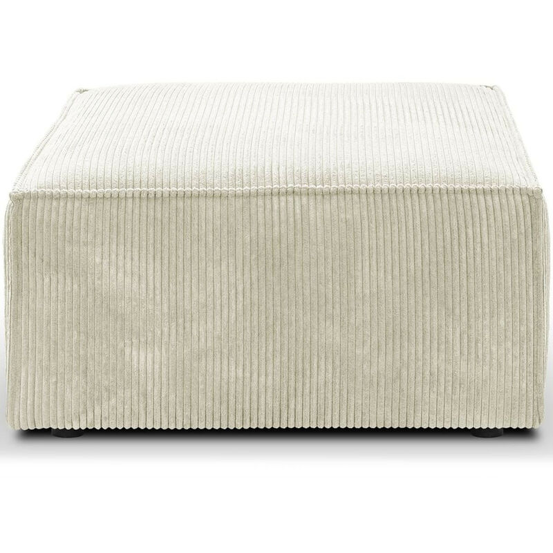 Pouf en velours côtelé beige - Livia