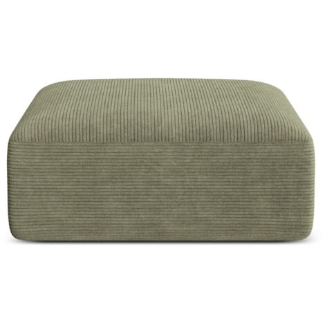 Pouf en velours côtelé vert mousse