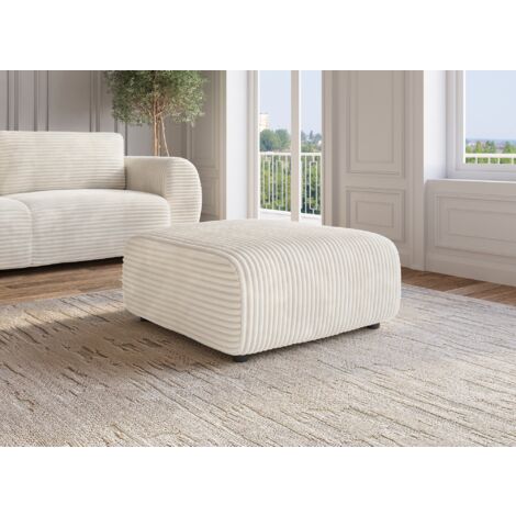 Pouf en velours gros côtelé doux beige TILDA