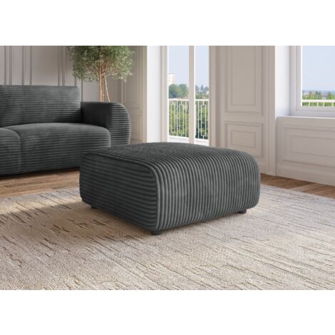 Pouf en velours gros côtelé doux gris TILDA