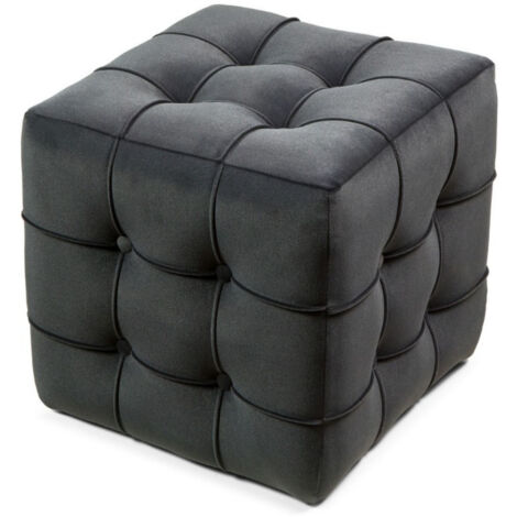 Pouf en velours "Lizbon" - 42 x 42 x 42 cm - Gris