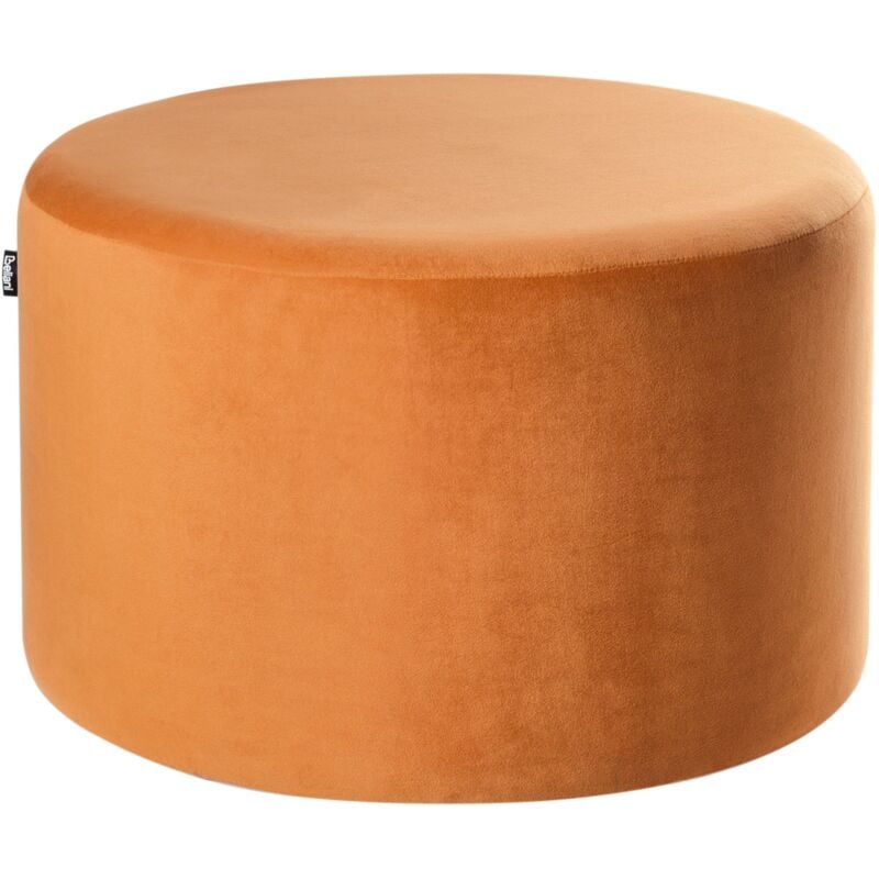 Pouf en Forme de Palet Cylindrique fabriqué en Velours Orange pour Salon ou Chambre Moderne Beliani