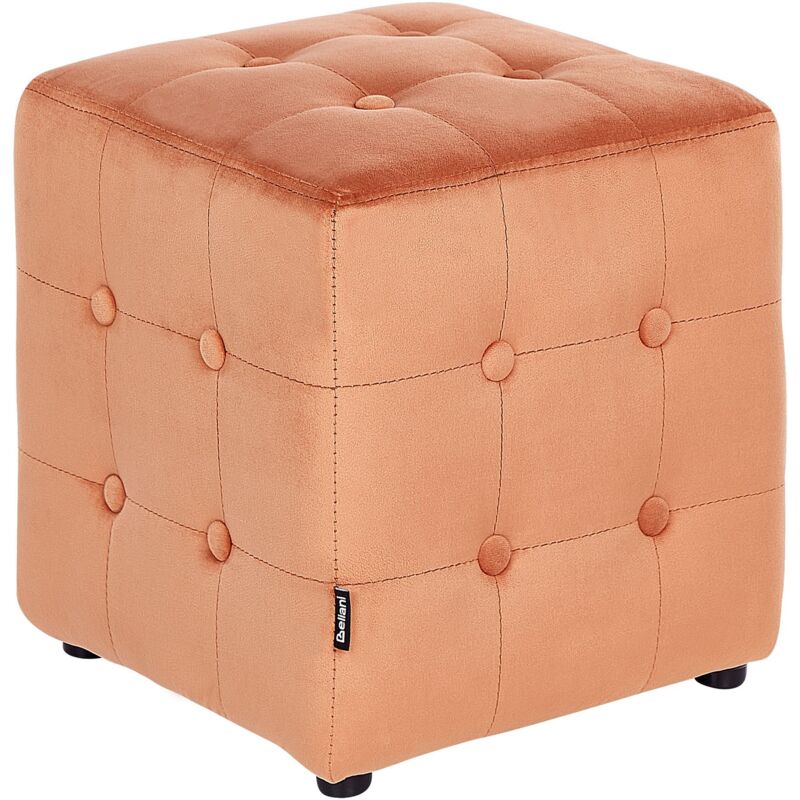 Pouf en Velours Repose-Pieds Tabouret Capitonné Cube Chambre à Coucher Salon Orange Wisconsin