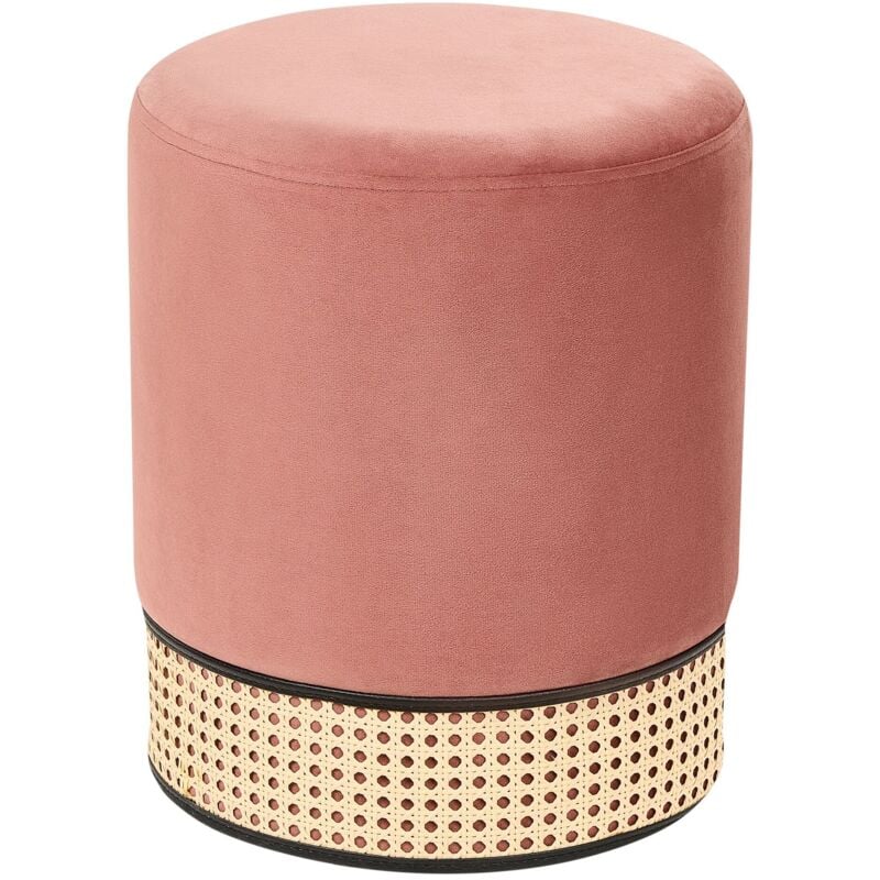 Pouf en Velours Rose Assise Supplémentaire de Salon Repose-Pieds Glamour Yankton