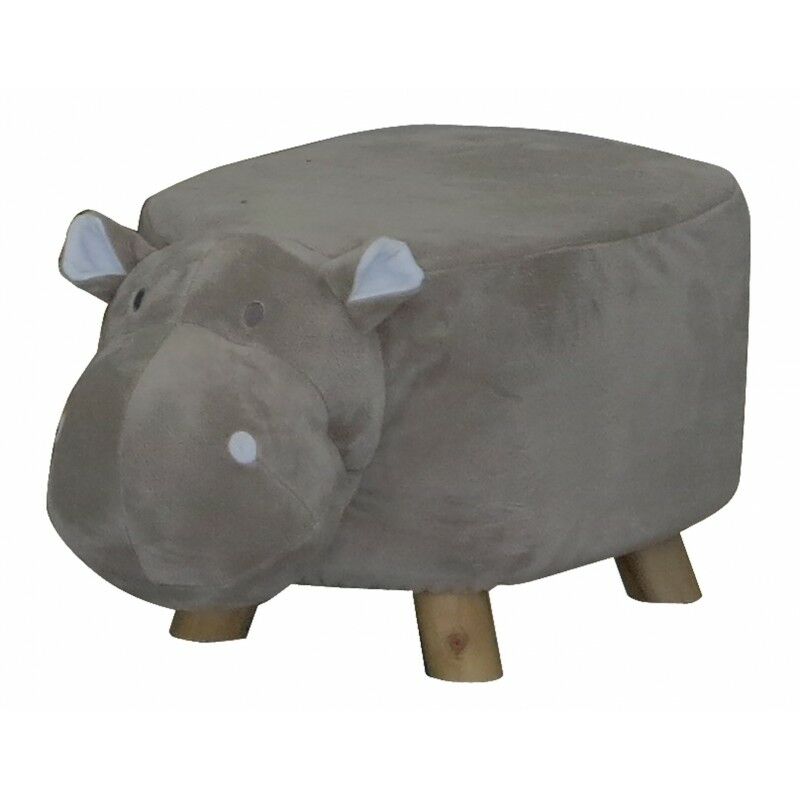 pouf enfant gris tissu doux - hippo