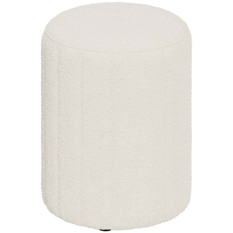 Pouf rond en tissu blanc bouclé - eva