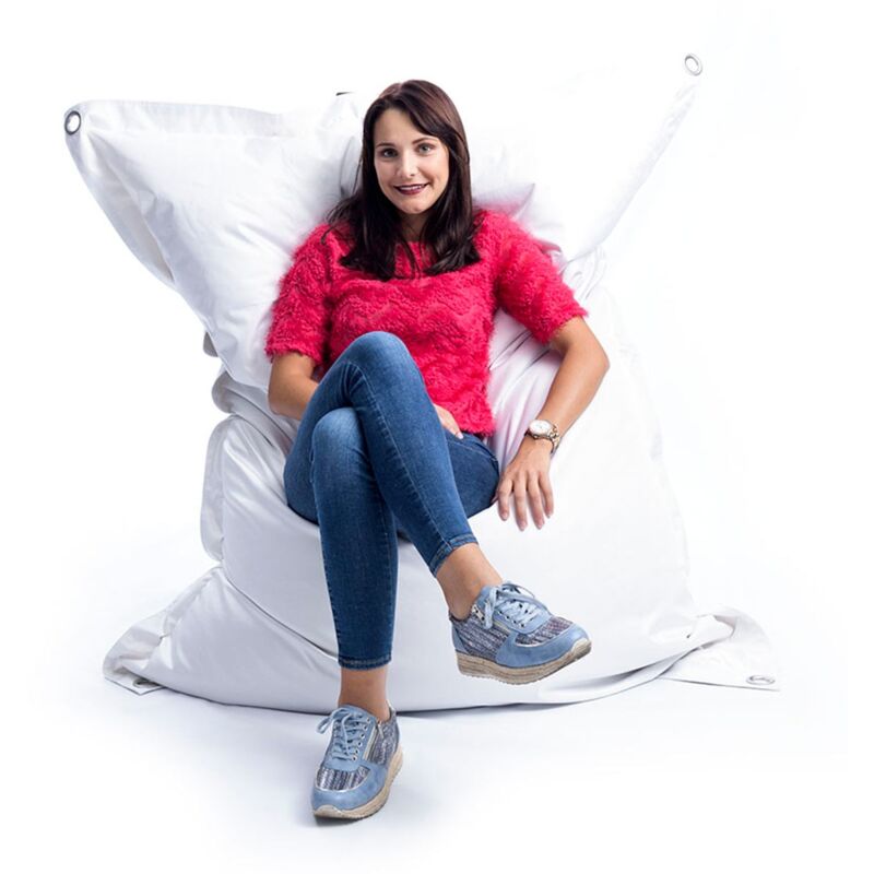 Pouf Extérieur, Outdoor, Jardin, Terrasse, Blanc BiG52 iron raw