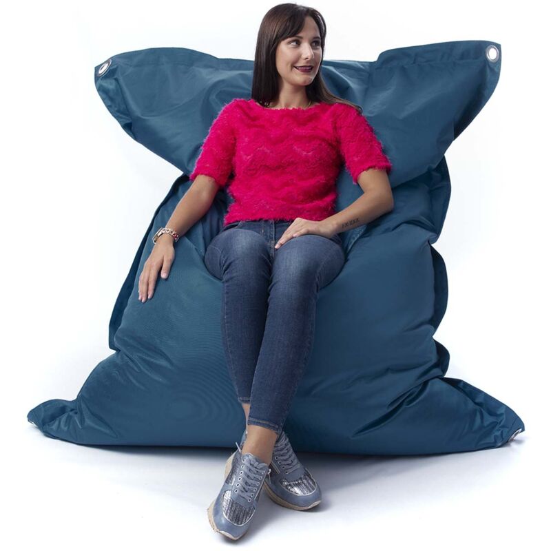 Livedeco - Pouf Extérieur, Outdoor, Jardin, Terrasse, Bleu Pétrole BiG52 iron raw