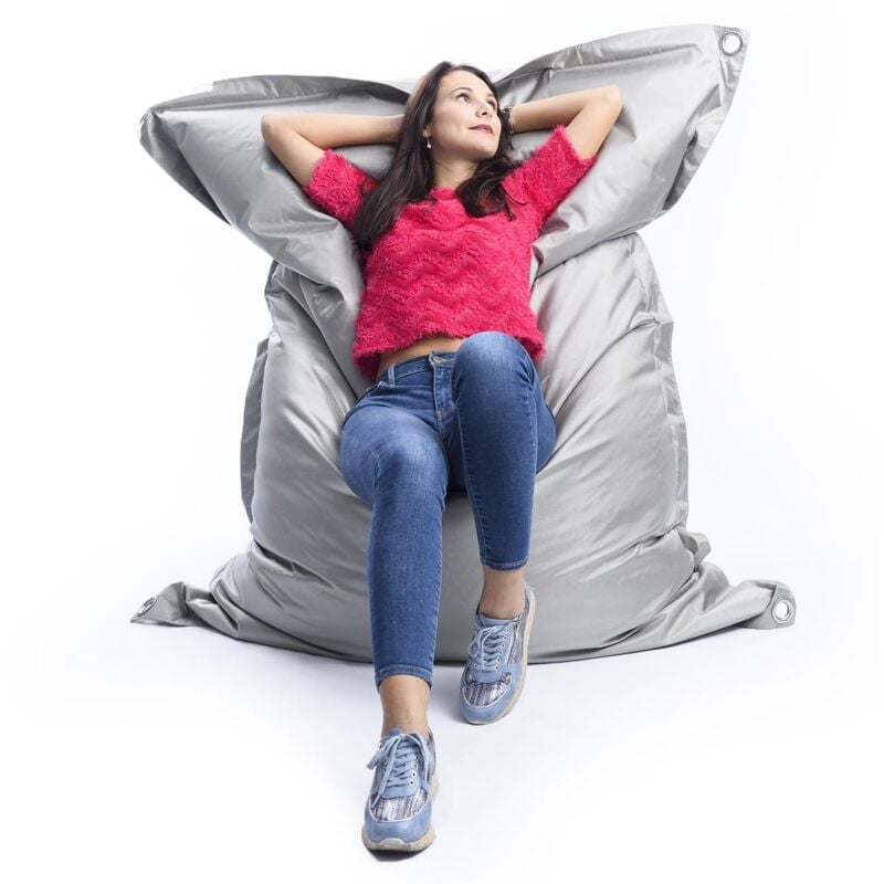 Livedeco - Pouf Extérieur, Outdoor, Jardin, Terrasse, Gris BiG52 iron raw